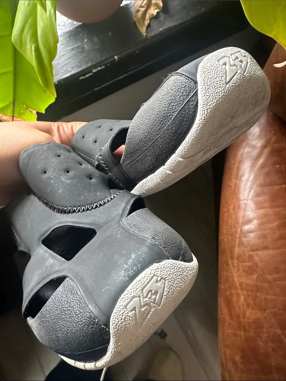 Jordan Kids' Black and White Slide Sandals